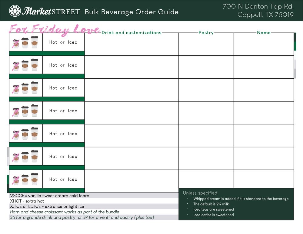 Bulk Beverage Order Guide